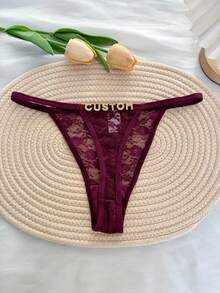 1 Stück personalisierte Kristall-Buchstaben-Dekor-Spitze sexy Tanga-Höschen, bequeme minimalistische G-String-Höschen, Geschenk für Freunde, Paare, Freundinnen zum Valentinstag, Weihnachten, Halloween, Thanksgiving, Geburtstag, Jahrestag, personalisiertes Geschenk, Geschenk für sie - Verschiedenfarbig - Übersicht 11