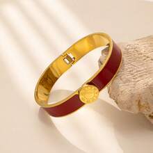 Fashionable Luxury Multicolor Enamel Roman Numeral Bangle, Made Of Stainless Steel Gold Plated With Open Design, Neutral Tones Suitable For Both Men And Women, Excellent Birthday Party Holiday Jewelry Gift - Roman Numeral Bracelet - View 13