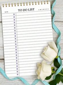 Valentine's Day 1pc Minimalist To-Do List Daily Planner,+3 S Stcikers,A5 Undated Spiral Daily Task Notebook With Simple Checkbox Layout, Weekly Tracker & Date Section,Ideal For School, Office Or Home Use, Back To School Supplies , Christmas Gifts - 淡紫色 - 查看 12