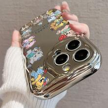 可愛い動物柄電鍍防摔ケース for  17promax,16pro,15plus/14/13/12/11 スタイリッシュデザイン 衝撃吸収 保護機能強化 スマホケース かわいいベア・ウサギ・ゾウデザイン 携帯カバー ファッションアクセサリー 使い心地よい - シルバー - チェックする 7