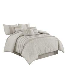 7 Piece White Embroidered Comforter Set- All Season Elegant Bedding Set, Contemporary Brushed Microfiber - Breathable & Comfortable Bed In A Bag With Down Alternative Filling - Xám - Xem 2