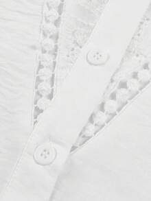 ii Áo cánh dài tay chắp vá ren thanh lịch kiểu Pháp đầu thu - trắng - Xem 6