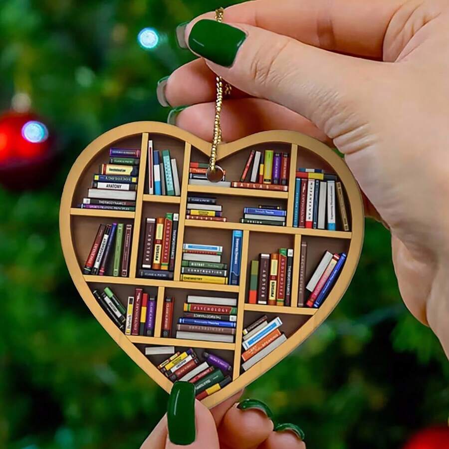 Vintage Acrylic Christmas Ornaments Set For Tree Decorations Book Lover Theme Car Accessories Holiday Decor - Multicolor - View 1