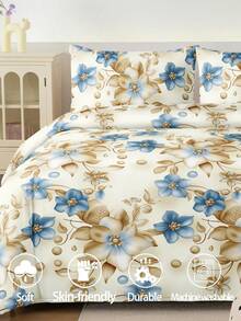 Bộ ga trải giường 2/3 món họa tiết hoa xanh dương, chất liệu microfiber mềm mại, thoáng khí và chống nhăn, kiểu dáng khách sạn sang trọng, quà tặng cho bố mẹ và bạn bè, bao gồm 1 vỏ chăn, 1/2 vỏ gối, kích cỡ: Siêu lớn, Lớn, Nữ hoàng, Đơn, ga trải giường ký túc xá, đồ dùng học tập. - Xanh đậm - Xem 4
