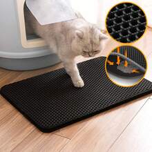 Extra Large Double Layer EVA Cat Litter Mat, Pet Cleaning Mat, Litter Control Mat, Waterproof Anti-Leakage Cat Litter Trapping Mat, Double Honeycomb Design Anti-Splash Litter Mat, Large Cat Litter Box Bottom Mat, Indoor Cat Litter Collection Mat, Durable Pet Supplies, Suitable For Small/Medium/Large Dogs And Cats - Grey - View 4