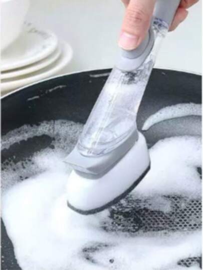 1支多功能长柄洗碗刷，自动液体分配海绵刷，可替换刷头，锅碗瓢盆清洁刷，不刮伤，快速清洁，适用于厨房和家居，母亲节、毕业典礼、新年等节日送礼佳品