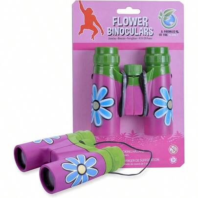 Binoculars, Binoculares con diseo Flor, Regalos para Nios, Prismticos de Juguete, Geniales para Observar la Naturaleza, Kit de Aventura para Pequeos Exploradores