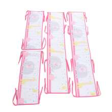 Acolchado para los lados de la cuna, forro de cuna respetuoso con la piel con estampado lindo de tiras sólidas para niños para el hogar - Rosa - Ver 3