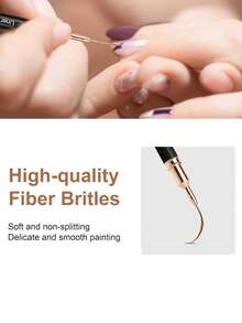 5pcs Metal Nail Art Pens & Eyeliner Brushes Set, For Long Lines, Fine Details, Precise Drawing, Eyeliner, UV Gel Nail Polish Design, Sizes: 5/8/12/20/25mm - Black - View 3