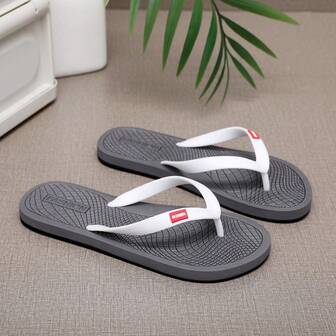 Men's Flip Flops, High-End Non-Slip Odor-Resistant Thong Sandals, Fashionable Rubber Outdoor Thick-Soled Beach Shoes