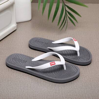 Men's Flip Flops, High-End Non-Slip Odor-Resistant Thong Sandals, Fashionable Rubber Outdoor Thick-Soled Beach Shoes