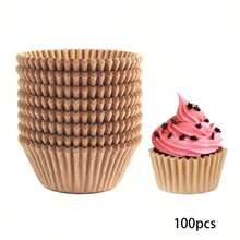 100/200pcs Cake Liners, Baking Cups, Suitable For Parties, Weddings, Valentine's Day, Birthdays, Thanksgiving, Eid Al-Fitr, Kitchen Gadgets, Baking Cups, Dessert Cups. - Brown - View 9