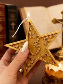 2pcs Ramadan Moon & Star Silicone Mold - Islamic Religious Candle Making Mold With Intricate Islamic Art Design, Irregular-Shaped Mold For Homemade Candles, Soap - White - View 5