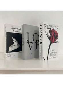3pcs Minimalist Fashion Faux Book Decor, Folding Style Decorative Books, Cafe Decor, Showroom Tabletop Fake Books, Prop Books For Showroom Photography
