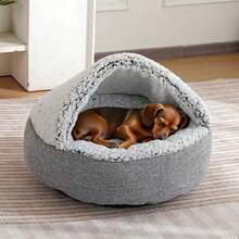 1 pieza Cama para mascotas interior suave y acogedora, cálida y antideslizante, adecuada para otoño/invierno, lavable a máquina. Cama para gatos con forma de concha semi-cerrada, casa para gatos cerrada, cama para mascotas, cama para perros semi-cerrada, casa para perros. - Rosa - Ver 4
