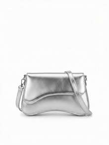 Stylish, Soft, Lightweight, High-Quality Women's Half-Moon Crossbody Bag In Various Colors. - 銀色 - 查看 2