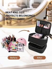 [US-Based Shipping]Nail Polish Organizer Handheld Double Layer Cosmetic Organizer Tote Bag For Girls And Women Nail Art, Essential Oil, Cosmetic Set Daily Travel Use Makeup Bag Storage Makeup Organizer Makeup Case,Nail Polish Box With Tool Storage Pocket And Adjustable Dividers, Double Layer Nail Polish Storage Box For Manicure Lovers And Manicurists, Makeup Bag, Makeup Bags, Cosmetic Bag, Makeup Organiser,Makeup Accessories, Vanity Makeup Bag, Large Capacity Makeup Bag,  Travel, Makeup Pouch, Make Up Bags, Bags, Vanity Accessories, Small Makeup Bag,Travel Essentials, Women's Must-Haves, Toiletry Pouch, Storage Bag, Desktop Organizer, Cosmetic Pouch,Clutch/Small Handbag, Cosmetic Bag, Christmas Gifts, Pouch, Travel, Pouch, Clutch / Small Handbag, Makeup Organizer, Pouch, Brush Holder, Mini Pouch, Large Capacity Pouch,Gifts For Women,Christmas Gifts,Gift Ideas For Women Christmas Thanksgiving Festival Cyber Monday Holiday Gift Velvet Party New Year Winter Snow  End-Of-Year - Multicolor - View 10