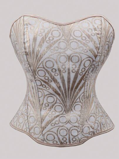 Gold Corset Bustier With Underwire, Lace-Up, Halloween Costume, Waist Trainer, For Women