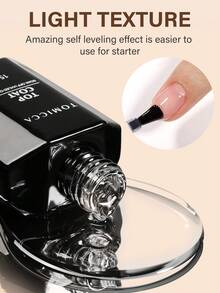 TOMICCA 15ml 1pc Clear Top Coat ,Soak Off LED/UV,Long-Lasting And Quick-Drying Gel Nail Polish ,For Nail Art, For Home Salon Nail Art DIY Or Gifts For Women - 無色 - 查看 2