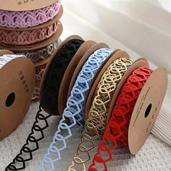 1 Roll 900cm Hollow Heart Lace Ribbon, Baking Cake Packaging Ribbon, Valentine's Day Flower Bouquet Streamer