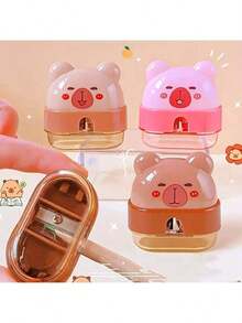 2pcs/1pc Cute Hippopotamus Shaped Pencil Sharpener! Transparent & Adorable, Practical Design - Kapibala (pencil Sharpener) - View 10