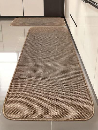 1 pieza Felpudo de cocina grueso de otoño/invierno, material de lino tejido, fácil de limpiar, felpudo largo para piso de cocina, estilo minimalista moderno de madera para baño, alfombra de entrada para el hogar, cocina, baño, apta para todas las estaciones, regalo de llegada nueva de otoño para Navidad, Día de San Valentín, decoración del hogar, aislamiento acústico