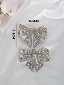 2pcs (1 Pair) Silver & Gold Bow Rhinestone Detachable Shoe Clips, Fashion Elegant Luxury Shoe Accessories For High Heels, Shoes, Sneakers, Casual Shoes, Versatile - Silver - View 7