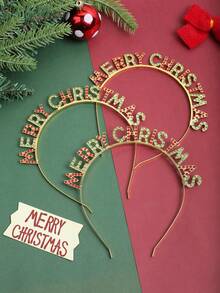 1个/2个/3个装优雅金属字母水钻发箍，多功能发饰，适合节日派对装扮，发带，发箍 - 彩色 - 查看 1