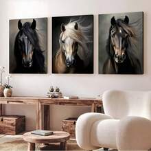 2Dflat, 3pcs, Wooden Frame Wrapped Canvas Prints And Hanging Posters, Black Horse Portrait Canvas Wall Art, Farmhouse Decor Original Horse Print, Horse Gifts, Horse Art, Housewarming Gift--Interior Home Wall Decoration Art. Living Room Deccor, Bedroom Deccor, Bathroom Decor And Accessories, Kitchen Decor And Accessories, Office Decor And Accessories, Coffee Bar Accessories Decor, Vintage Christmas Decorations For Home, Christmas Gifts, Christmas Decor Home, Birthday Decorations, Thanksgiving Decorations, Wedding Decorations, Holiday Decor, Framed Wall Art. Very Suitable For Room Decors And Home Decors. Ready-To-Hang. - Nhiều màu - Xem 3