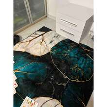 现代简约天鹅绒地毯 - 850克/平方米，几何图案，柔软蓬松，防污，防滑，可机洗，轻便，长方形，涤纶材质，适用于客厅、卧室、办公室 - 复古大尺寸设计，背面防滑，奢华天鹅绒地毯 - 高品质轻便可水洗地毯，柔软蓬松，圣诞装饰厨房地毯 - 彩色 - 查看 7