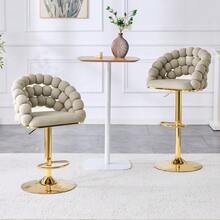 Barstools - Gray + Metal + Velvet + Metal - View 3