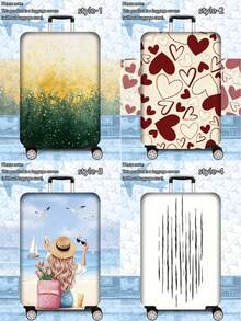 1pc 300g/M² Printed Travel/Business Series Cover Is Perfect For Business Trips, Summer Vacations, Returning To School, And Checked Baggage. Made Of Scratch-Resistant And Durable Polyester, It's Unisex, A Great Value Travel Accessory, Easy To Hand Wash, And Can Be Easily Cleaned. An Essential Accessory For Outdoor Vacations And Travel (Suitable For 20-28 Inch Suitcases). - Multicolor - View 2