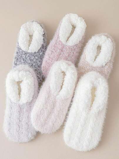 1双女士秋冬加绒保暖袜，柔软防滑家居/睡眠袜