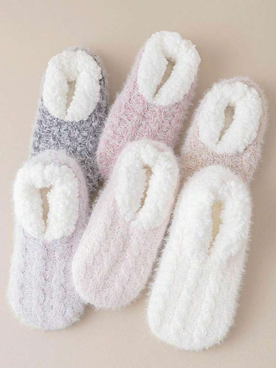 1双女士秋冬加绒保暖袜，柔软防滑家居/睡眠袜 - 彩色 - 查看 1