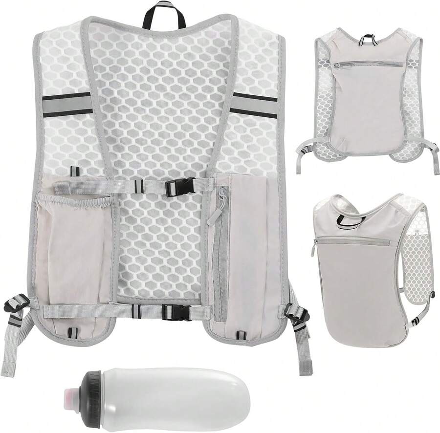 KIKIGOAL Chaleco de Hidratación para Correr , Mochila de hidratacion Ciclismo, Mochila de Agua Ajustable, Ideal para Running, Montar en Bicicleta y Hacer Senderismo. - Gris - Ver 1