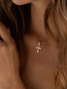 1 chiếc vòng cổ thánh giá tinh tế bằng thép không gỉ mạ vàng 18K, vòng cổ quà tặng tôn giáo của Cơ đốc giáo, vòng cổ phong cách Bohemian, quà tặng trang sức cho phụ nữ - Vàng - Xem 10