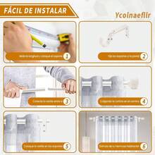 Barras de cortina blancas para ventanas de 46 a 114CM, barras de cortina ajustables de alta resistencia de 2.54CM de dimetro, 122CM de longitud mxima con remates decorativos dentados - Vintage blanco + 46 a 114 CM - Ver 10
