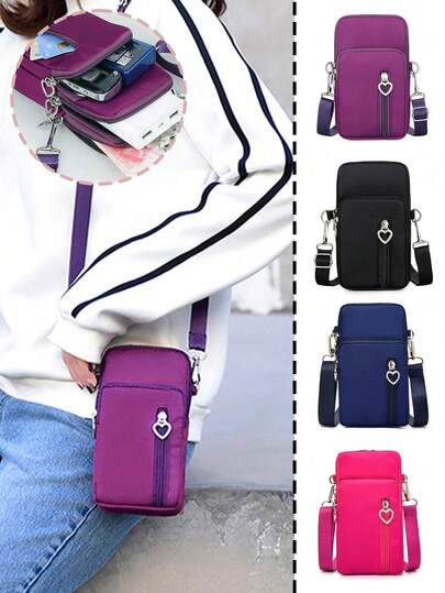 1pc Ladies' Mobile Phone Bag, Mini Crossbody Bag, Ladies' Standing Coin Wallet, Sports Arm And Running Wrist Guard Bag, Mini Casual Crossbody Phone Bag With Headphone Jack, Can Be Crossed Diagonally, Small And Convenient To Carry, Fashionable White-Collar College Student, Work, Business, Commuting, Office, Anniversary, Lover, Birthday Gift, Valentine's Day Christmas Gift, Thanksgiving Gift