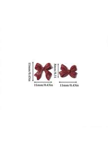 30/100pcs Burgundy Bow Nail Art Accessories Hot-Selling Resin Wearable Nail Decorations - Multicolor - View 7