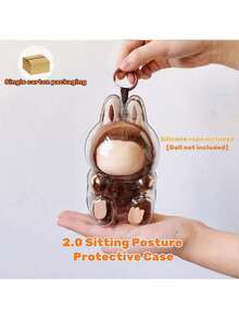 1个亚克力立式迷你展示盒，2025新款，适用于Mini Labubu4.0心形密码系列 - 防尘保护罩，适用于怪物娃娃.0、2.0、3.0、4.0系列收藏品，是收藏家、送礼者或情人节礼物的完美之选。[不含娃娃]