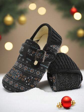 女士复古碎花平底鞋，舒适保暖薄底乐福鞋，防滑橡胶鞋底，柔软鞋面，适合通勤、居家、瑜伽、室内外穿着，圣诞礼物