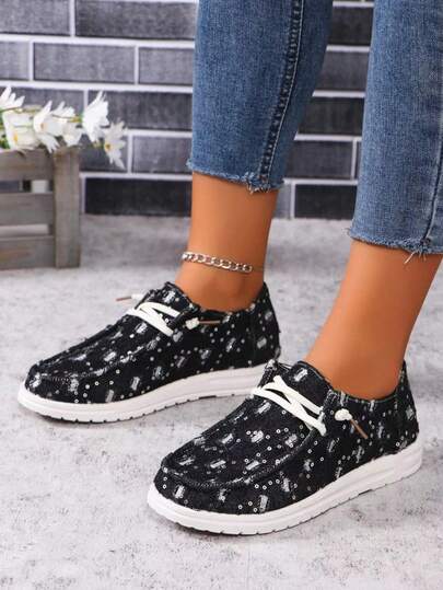 Women's New Denim Ripped Flat Non-Slip Slip-On Casual Sneakers, Lightweight, Fashionable, Comfortable, Breathable For Outdoor, Shopping, Walking, Slouchy Canvas Shoes