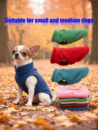 Autumn And Winter Warm Fleece Dogs Clothes Soft Pet Jacket Vest With D-Ring For Small Puppy Cats Coat Chihuahua French Bulldog Pug Costume