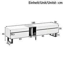 Modern 180cm White TV Unit With Drop-Down Compartment, Open Compartments And Double Door – Minimalist TV Unit That Can Be Used As A Sideboard, TV Unit Or Living Room Unit With Plenty Of Storage. - 白色 - 查看 8