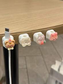 4pcs Cartoon Magnetic Cable Organizer Clips, Desktop Phone Charger Cord Holder Hooks - Multicolor - View 4