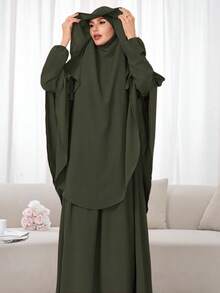 1pc Breathable & Skin-Friendly Khimar Hijab Set, Suitable For Muslim Women's Daily Prayer And Wear, All Seasons - Nhiều màu - Xem 30