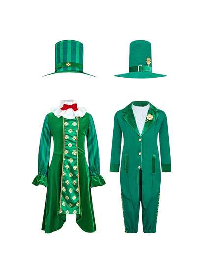 Children Boys' Irish Leprechaun Green Costume, St. Patrick's Day Party Outfit, Halloween Stage Performance Wear