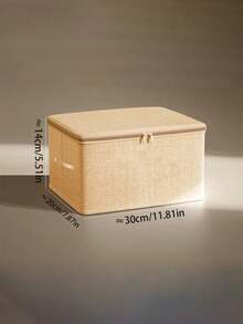 Składane pudełko do przechowywania z zamkiem błyskawicznym i uchwytem, morelowo-żółte pudełko do przechowywania, poliester, len, kwadratowe, z pokrywką, wytrzymałe i uniwersalne, używane do przechowywania ubrań, zabawek i innych przedmiotów, dekoracja wnętrz, dekoracja sypialni, dekoracja, przechowywanie, dżinsy - morelowy żółty - Zobacz 7