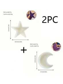 2pcs Ramadan Moon & Star Silicone Mold - Islamic Religious Candle Making Mold With Intricate Islamic Art Design, Irregular-Shaped Mold For Homemade Candles, Soap - White - View 3