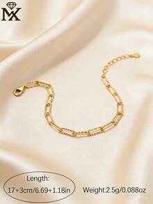 1条S925纯银回形针造型手链，低过敏性，简约百搭，适合日常佩戴、度假或作为礼物 - 金黃色 - 查看 3